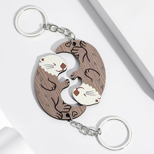 CUTE WOODEN KEYCHAIN PAIR